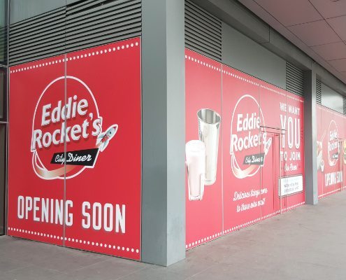 Window graphics installed at Eddie Rockets