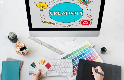 Graphic designer working at computer